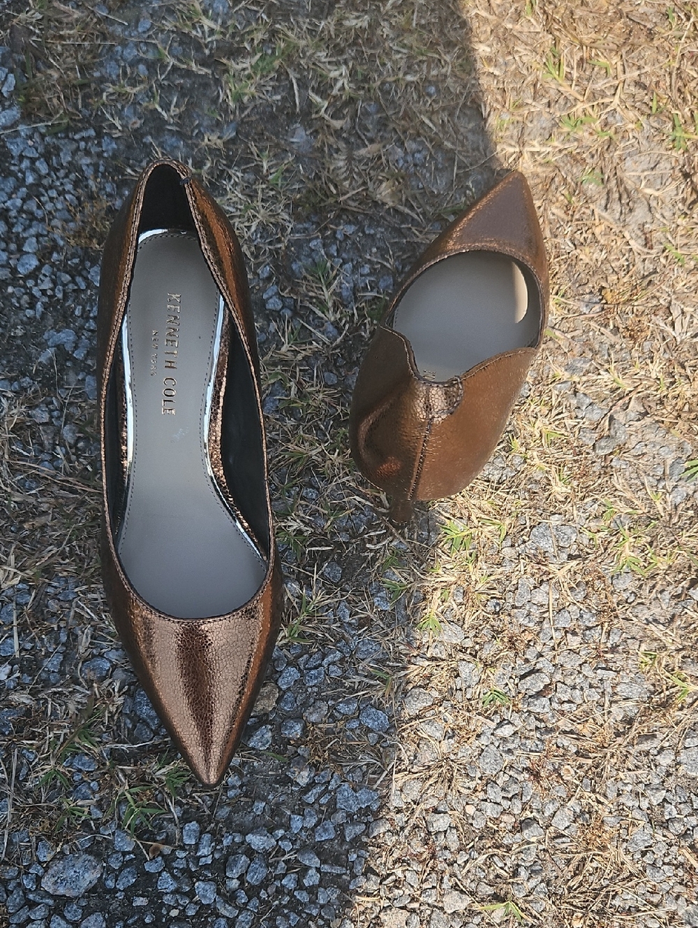Kenneth Cole Metallic Bronze Pointed-Toe Heels